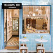 Modern bathroom wall mosaic tiles hotel restaurant background wall coffee living room project blue porcelain mosaic tile wall 