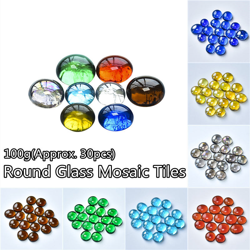 DIY Multicolored Round Glass Mosaic Beads 100g
