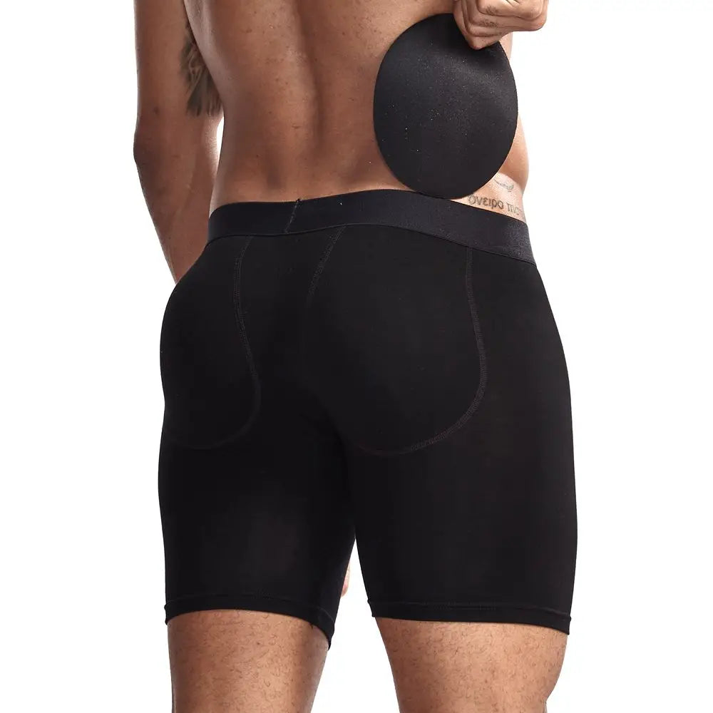 Men's Breathable Cotton Padded Butt Underwear with Removable Pads