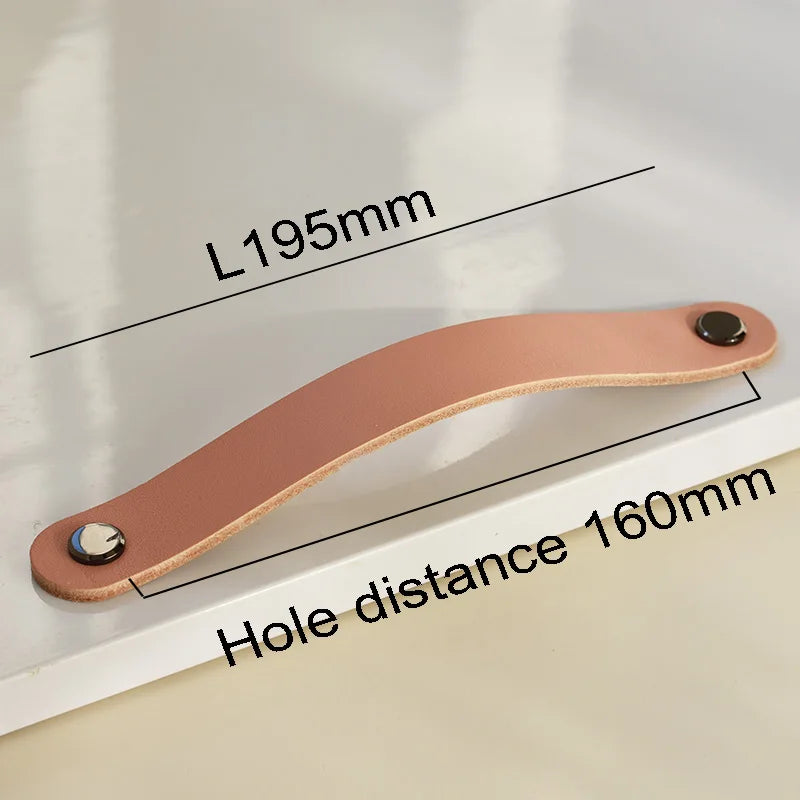 Nordic Style Pink Leather Handle Furniture Drawer Cupboard Kitchen Cabinet Door Knobs Pull Children's Room Cabinet Handles