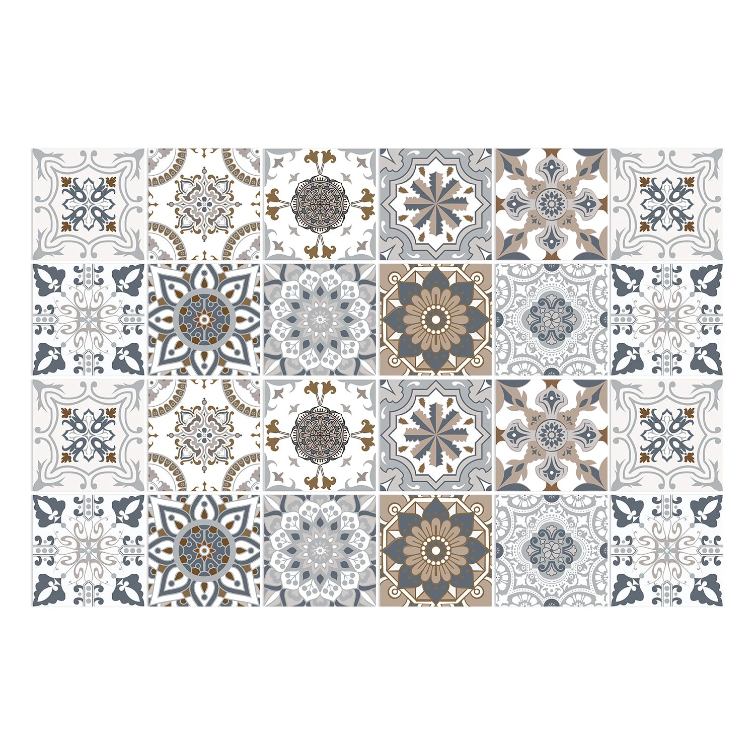 24pcs Retro Gray Kitchen Tile Sticker Wall Waterproof Self Adhesive Wallpaper PVC Furniture Cabinet Surface DIY Decorative Decal