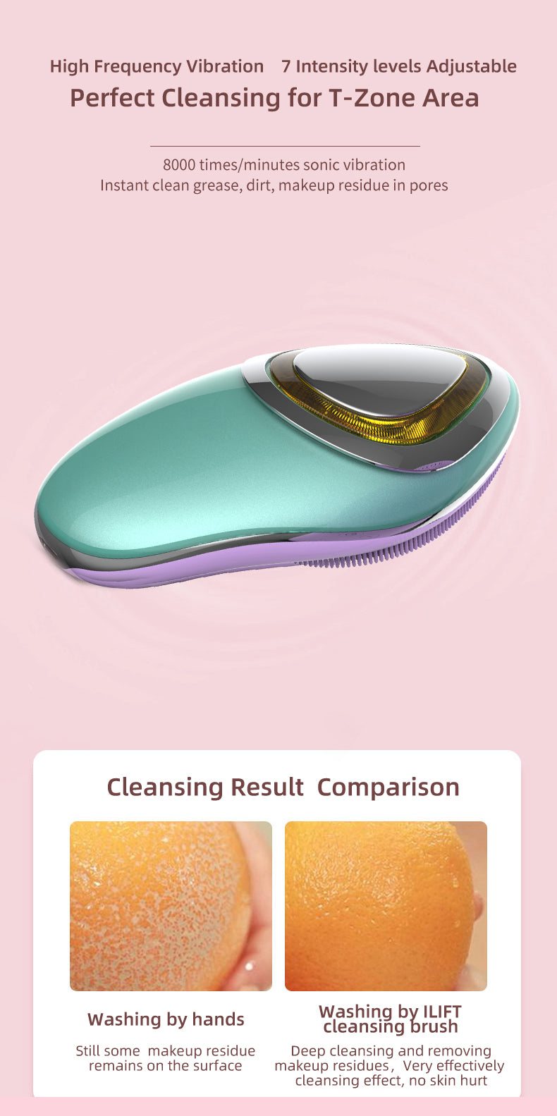 High-end facial cleansing brush, used for Spa, thermal vibration facial cleansing device for skin, whitening, cleaning pores and exfoliating 