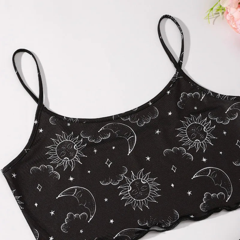 Coldker Summer Printed Cute Women's Pajamas Set