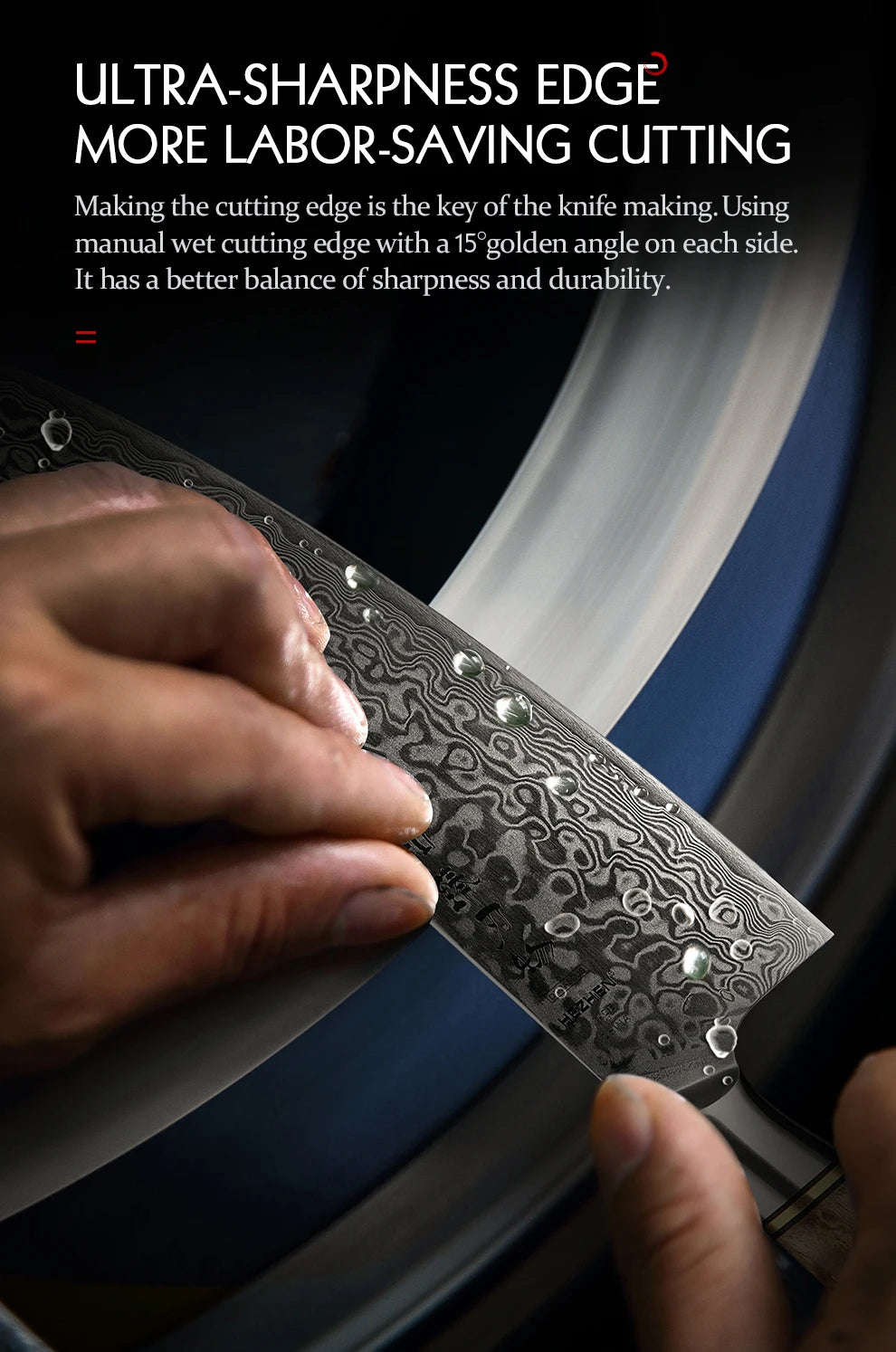 Dao Bếp HEZHEN 8.3 Lớp Damascus Siêu Sắc Nhật Bản