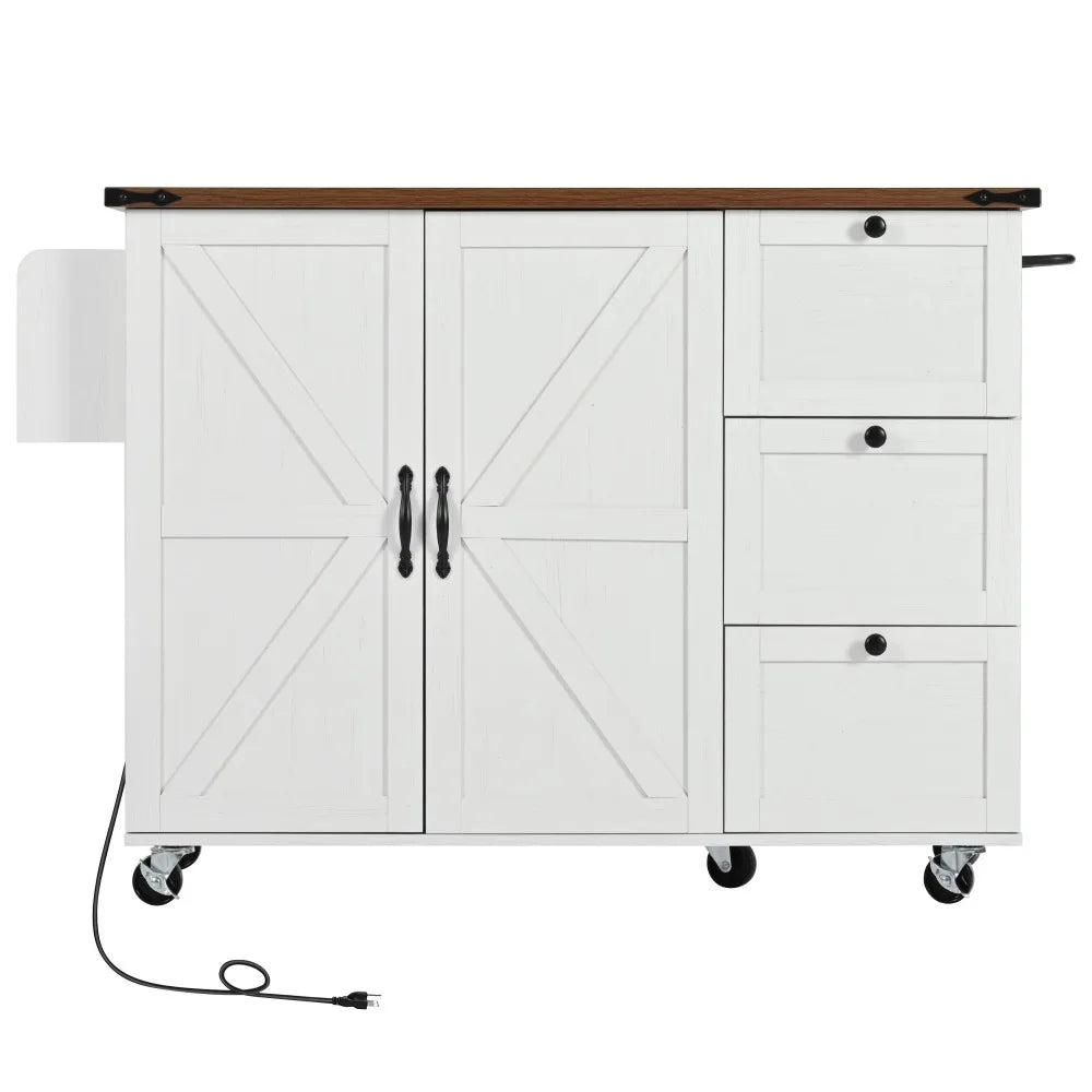 54.5 Multi-Function Kitchen Cabinet with Socket &amp; Mobile Wheels