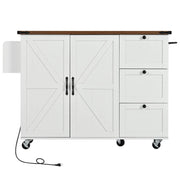 54.5 Multi-Function Kitchen Cabinet with Socket &amp; Mobile Wheels