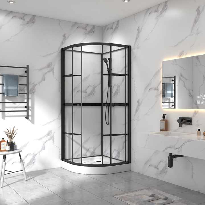 Factory Wholesale Price European Style Custom Black Frame Sliding Glass Shower Enclosure 