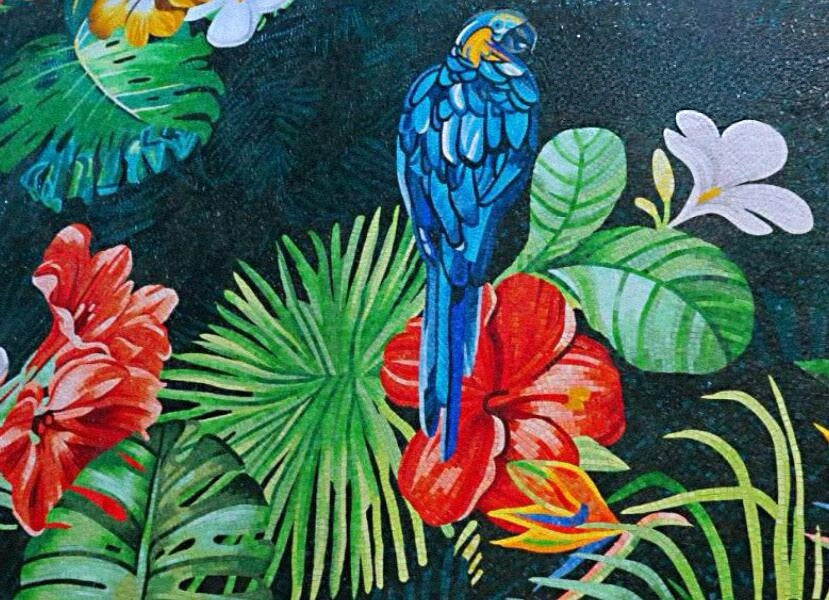 Custom made colorful blue bird mosaic from factory 
