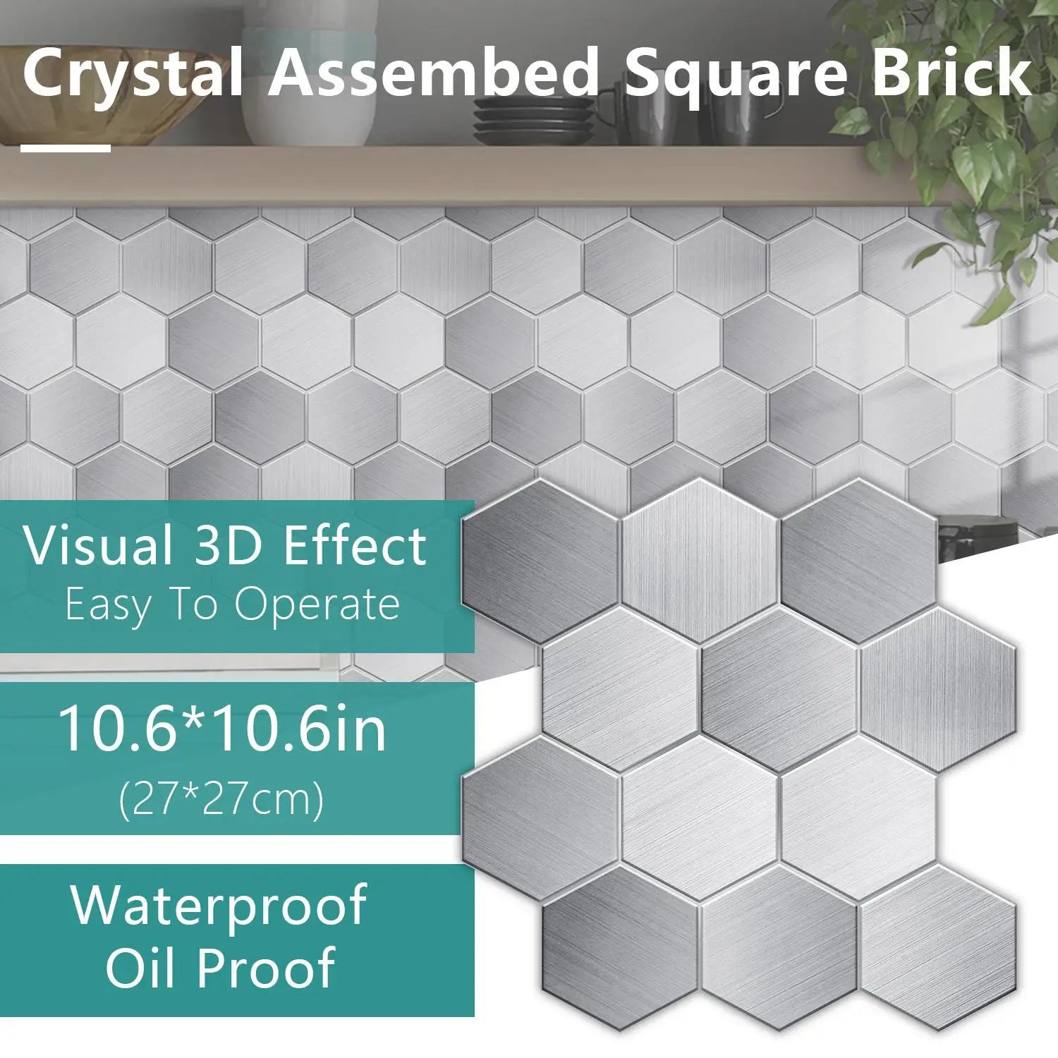 Hexagon Self-Adhesive Mosaic Tiles PVC Peel & Stick Kitchen & Bedroom Backsplash Stylish Decorative Stickers Made in China - Daisan Mart