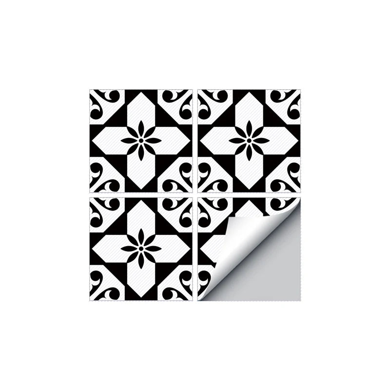 Classic European Black And White Tile Floor Stickers 3D Adhesive Kitchen Corridor Decoration Wallpaper Waterproof