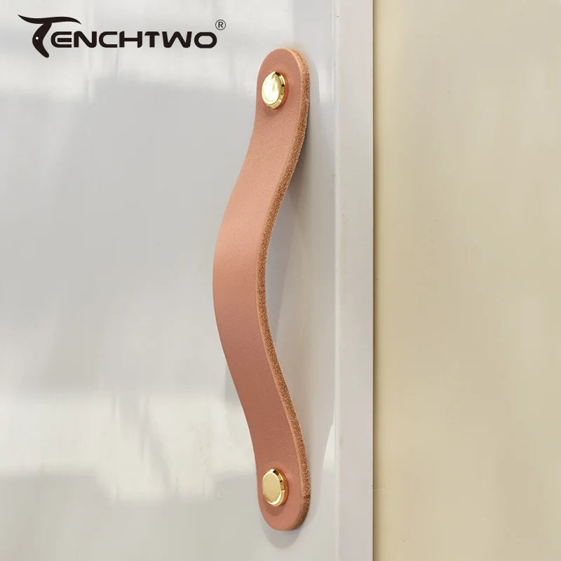 Nordic Style Pink Leather Handle Furniture Drawer Cupboard Kitchen Cabinet Door Knobs Pull Children's Room Cabinet Handles