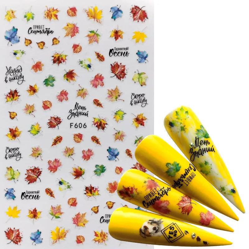 3D美甲貼紙 黑色俄羅斯字母貼紙 火烈鳥設計 黏性美甲貼片 美甲裝飾