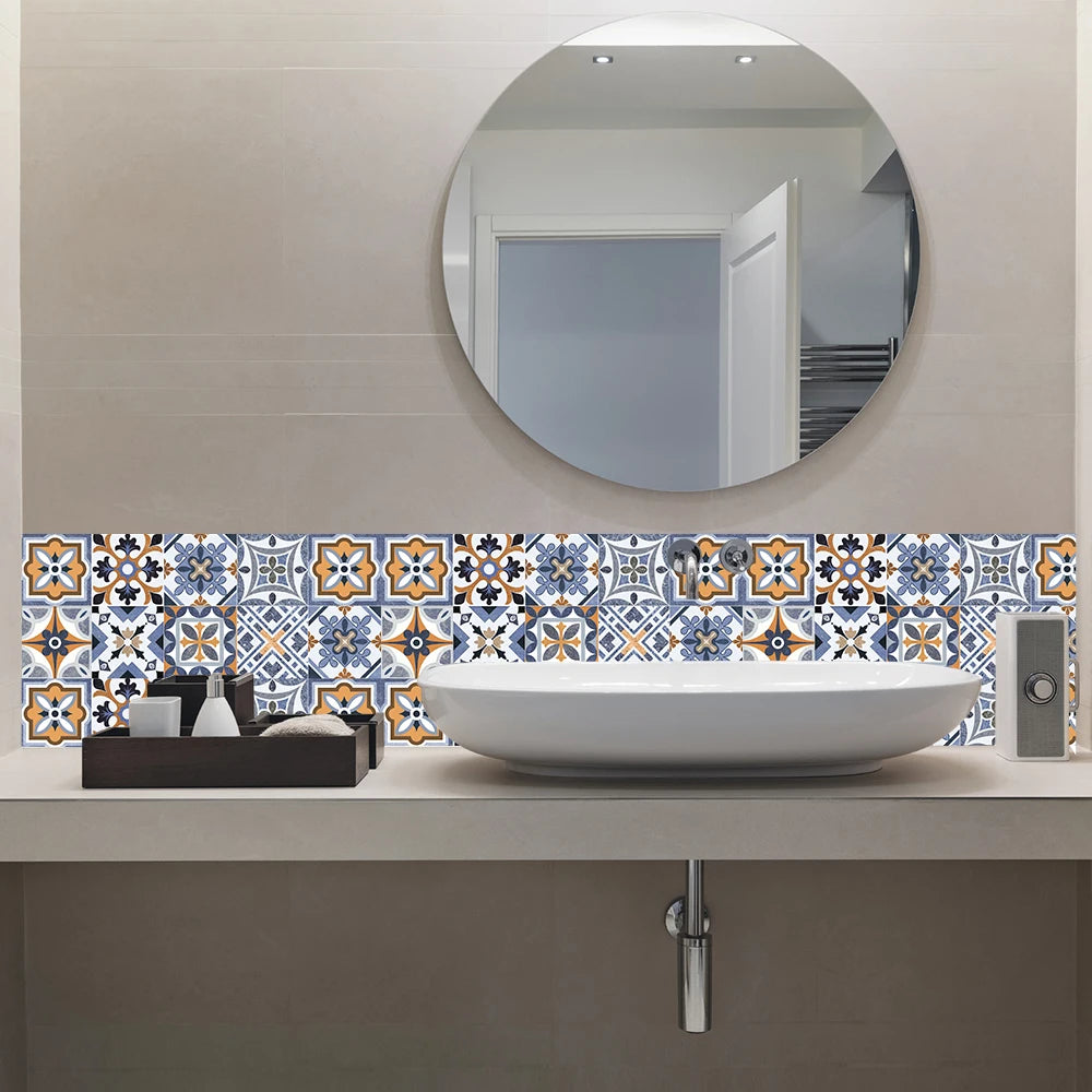 10pcs Blue &amp; Gray Matte Surface Wall Sticker Film For Tiles /Ground in Kitchen Backsplash Floor PVC Art Wallpaper Peel &amp; Stick