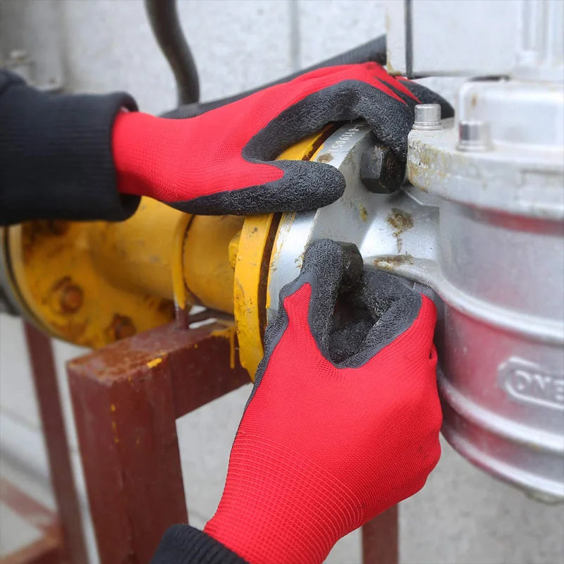 24Pieces/12 Pairs Garden Working Latex Rubber Security Glove With Polyester Liner Industrial Safety Hand Work Gloves For Workman