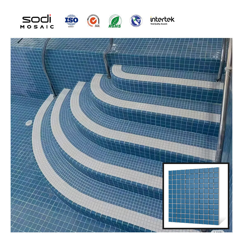 Ocean Blue Glazed Mosaic Tiles for Kitchen, Bathroom, Hotel Swimming Pool Decoration 