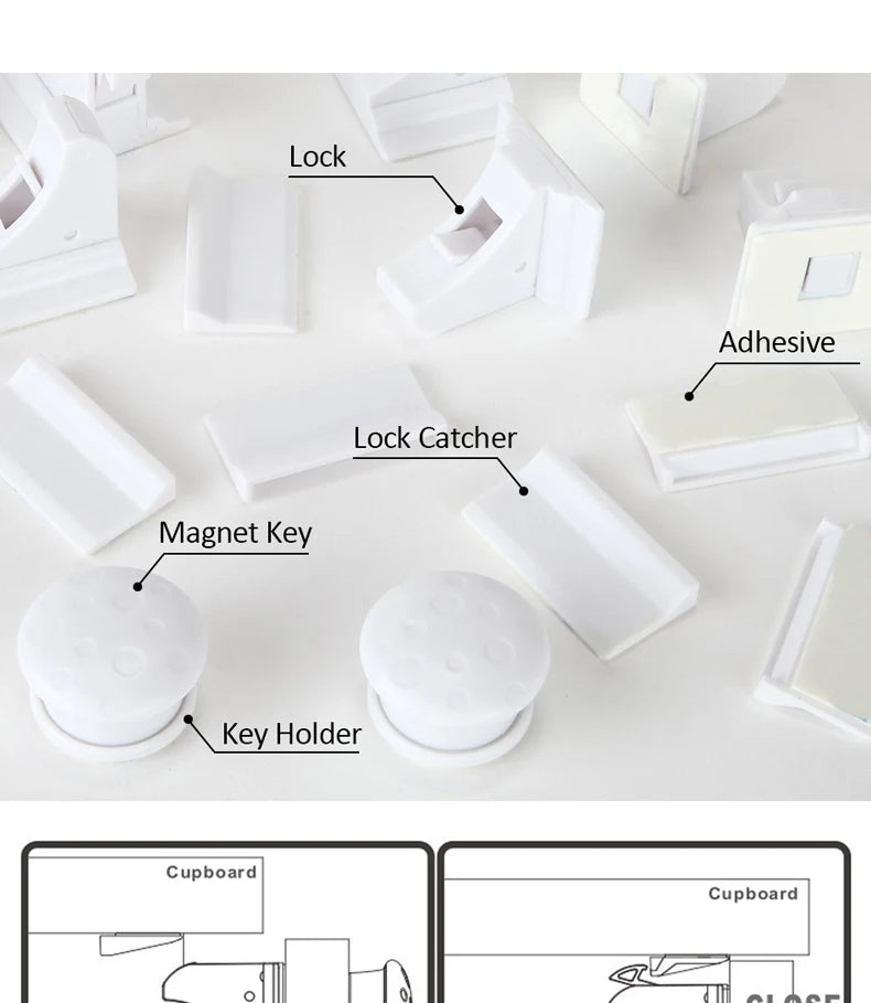 Baby Safety Lock Invisible Lock Kids Security Drawer Latch Cabinet Door Magnetic Child Safety Lock Limiter  Children Protection - Daisan Mart