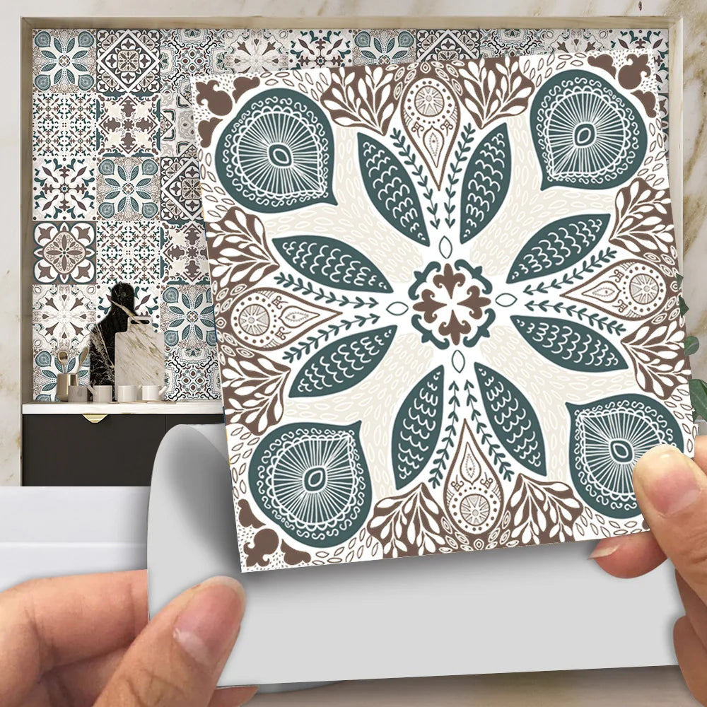 10 Pieces PVC Blue Gray Brick Wall Stickers