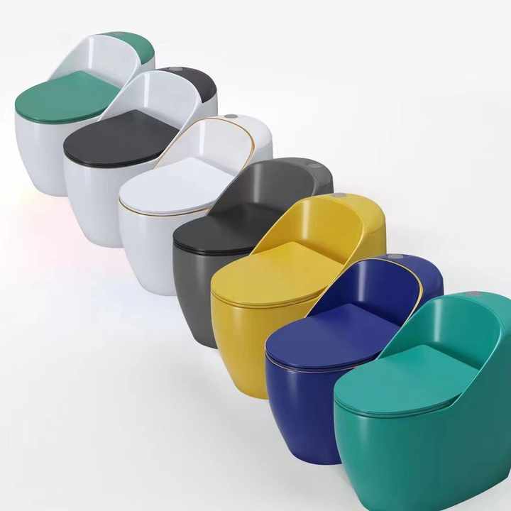 Modern egg shaped sanitary ware, multi-colored toilet, ceramic toilet, floor mounted one-piece toilet 
