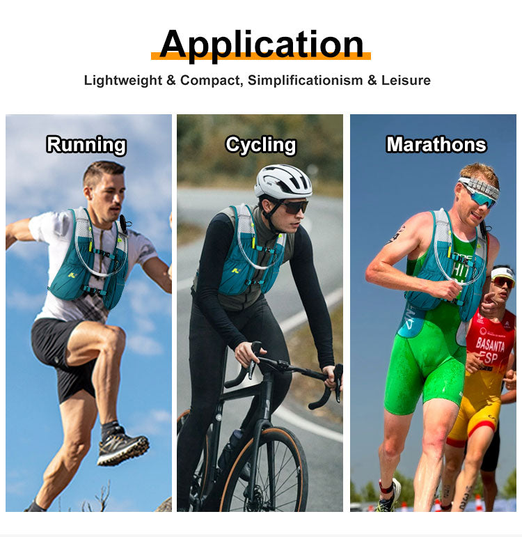 Ba lô đạp xe ngoài trời Unisex có logo tùy chỉnh, lót polyester do nhà máy cung cấp, áo vest và túi chạy marathon