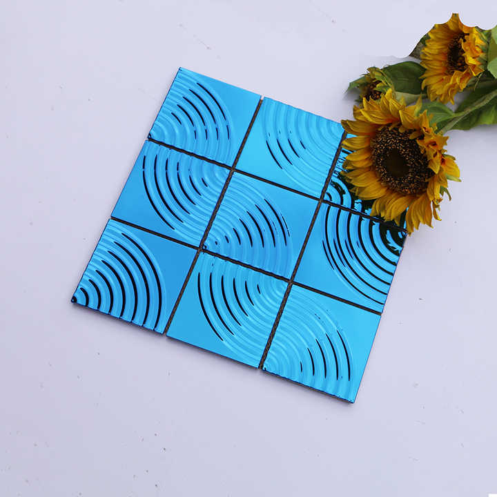 3D Blue Stainless Steel Mosaic Tiles Wall Decoration