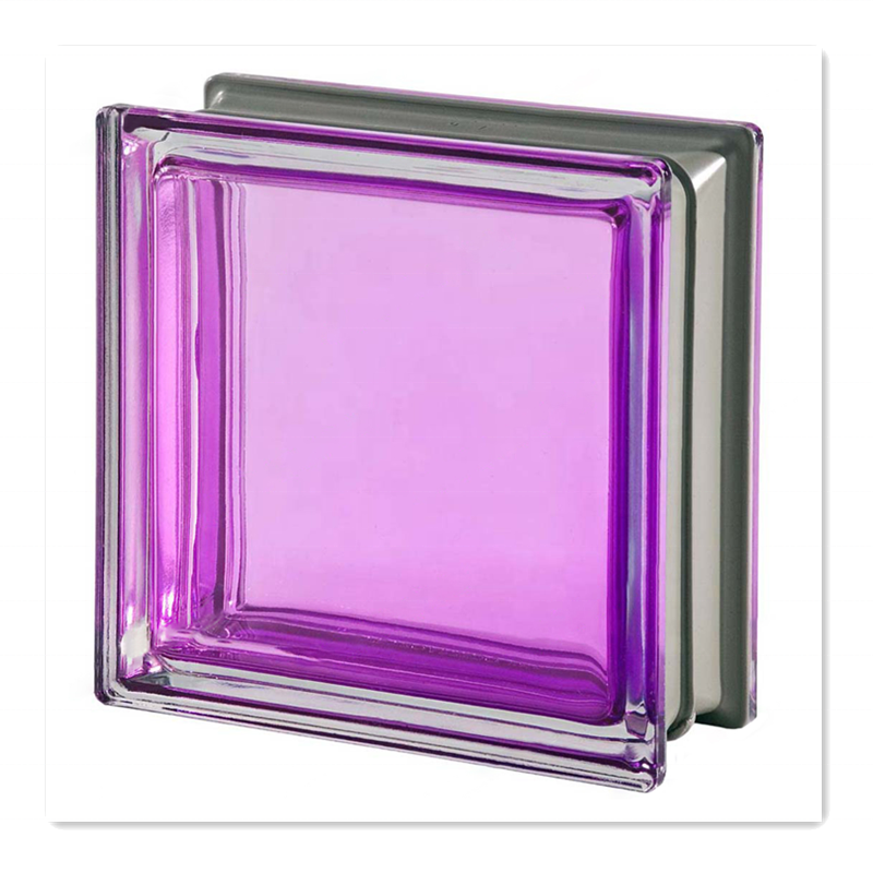 Khối kính rỗng song song màu xám xanh hồng đục sóng biển trong suốt 80.0mm dùng trang trí nhà cửa và xây tường kính