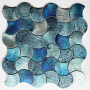 Modern special blue fish scale irregular aluminum mosaic tiles for villa kitchen bathroom interior wall decoration 
