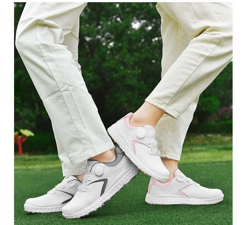 White Golf Shoes Without Spikes Breathable Cotton Lining