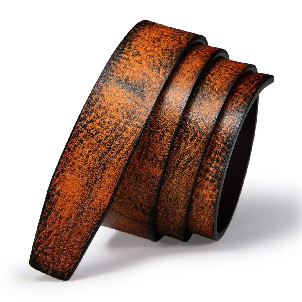 Thắt Lưng Da Bò 3.5cm Cao Cấp Không Khoá Màu Đỏ Xanh