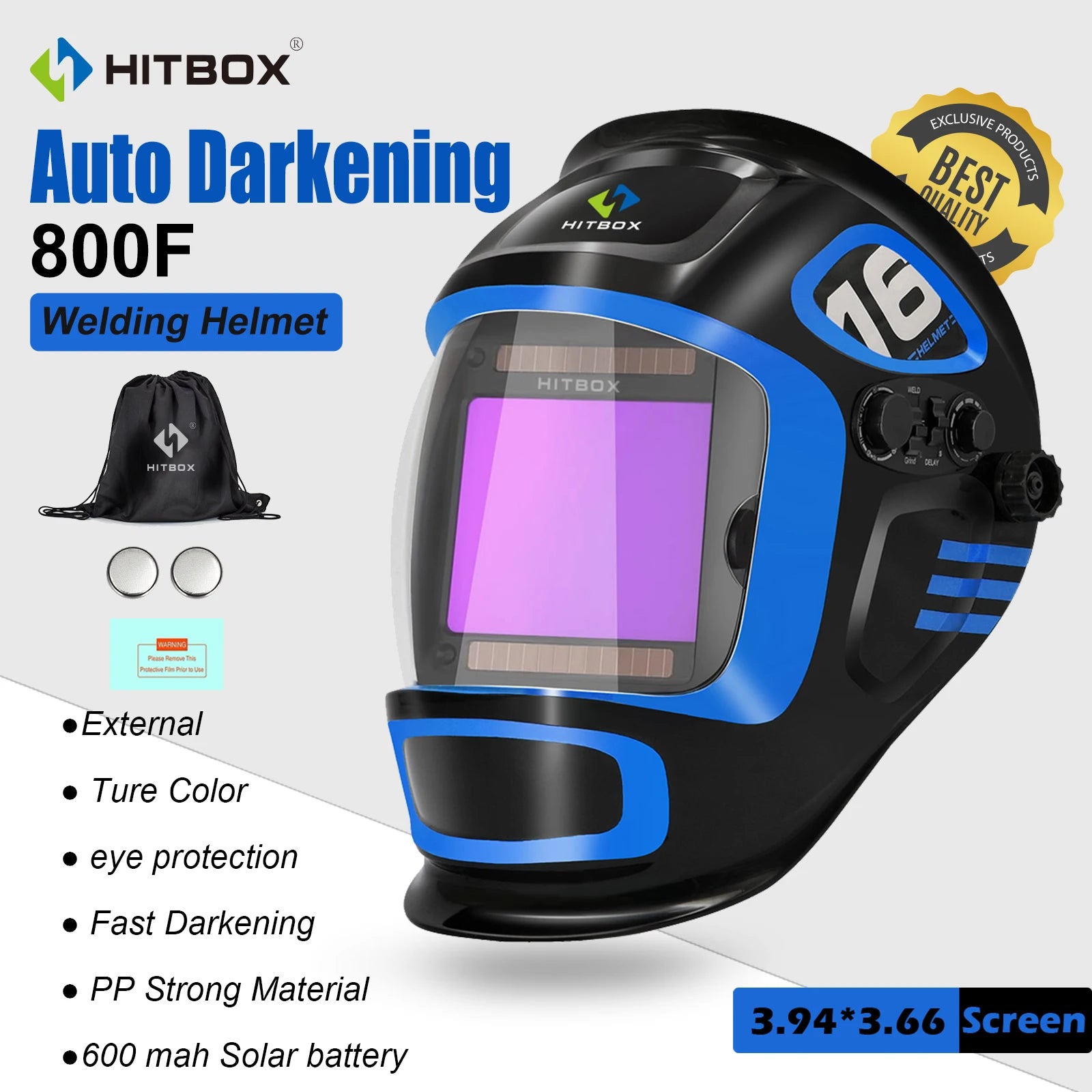 Auto Darkening Welding Helmet with Infinitely Adjustable LED Light