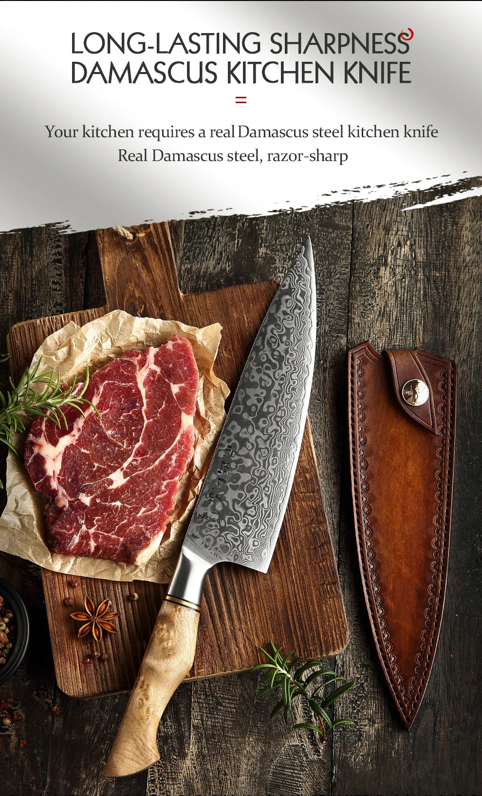 HEZHEN Kitchen Knife 67 Layers Damascus Steel Professional