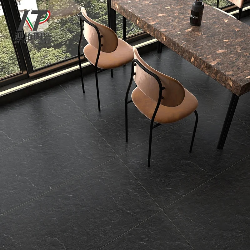 600x600mm/600x1200mm Matt Pure White  Slate Finish and Pure Black Slate Finish Porcelain Tile - Daisan Mart