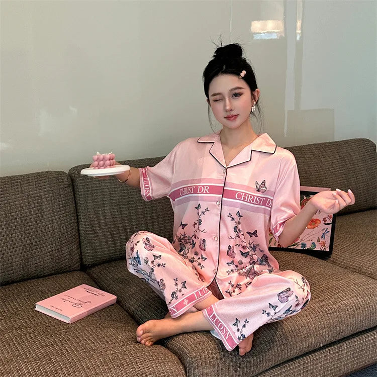 SAMWESTART 3-Piece Summer High-Quality Cool Silk Pajamas for Women