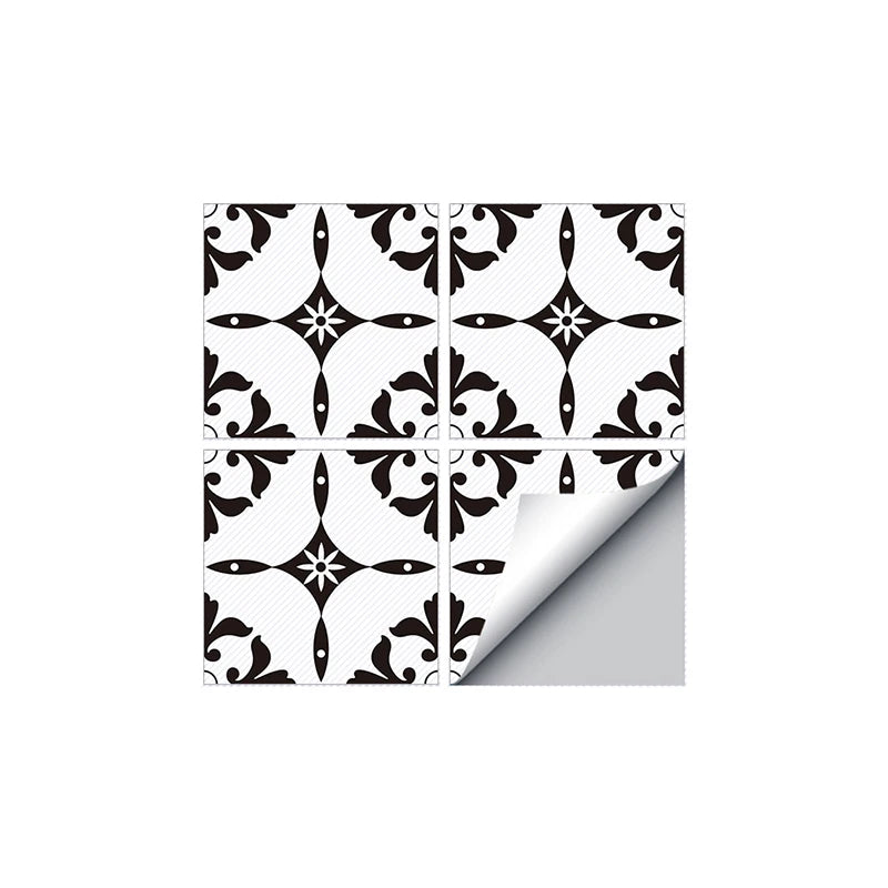 Classic European Black And White Tile Floor Stickers 3D Adhesive Kitchen Corridor Decoration Wallpaper Waterproof