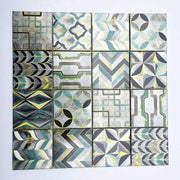 Wholesale modern 3D metal spray square mosaic tiles for bathroom kitchen interior wall decoration 
