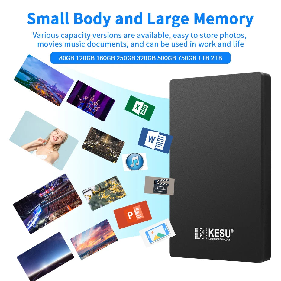 2TB/1TB/500GB USB 2.5 Portable Hard Drive for Computer
