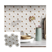 OMK daisy art marble mosaic tile unusual pattern decoration for kitchen and bathroom wall tiles 