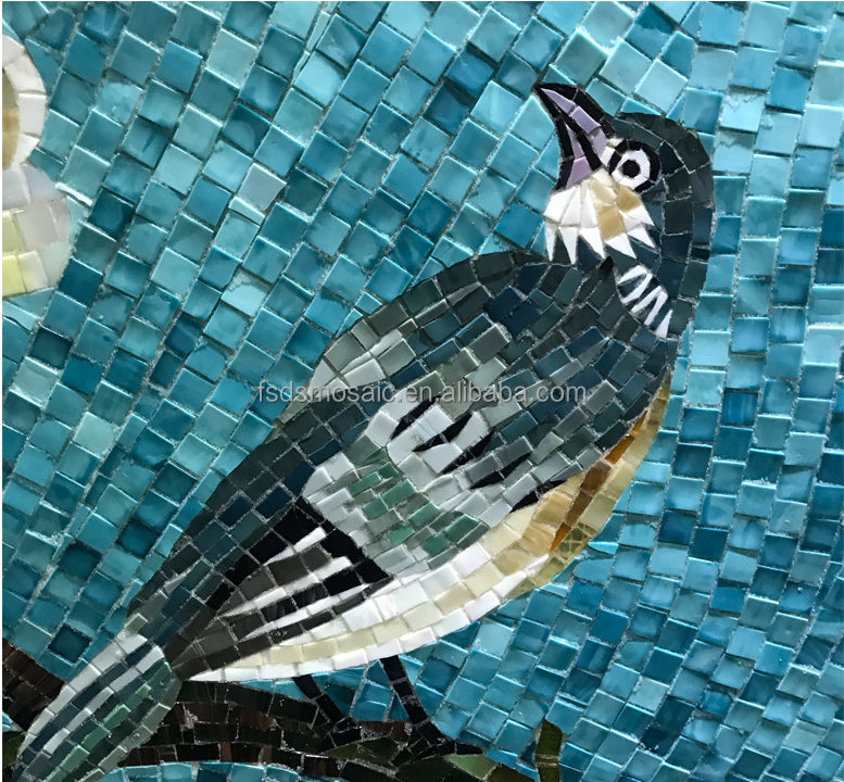 Parrot mosaic handmade painting decorates living room hallway 