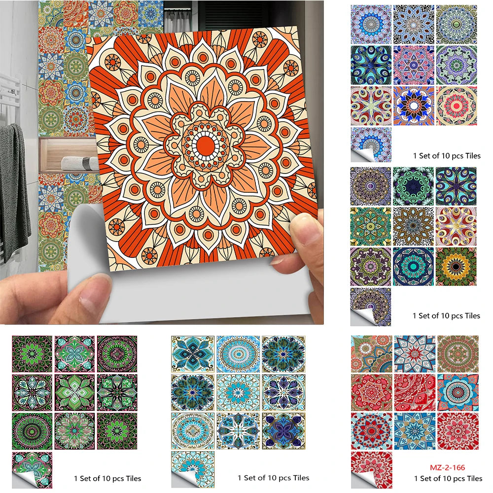 Bộ 10 Decal Dán Tường Mandala Gạch Men Pha Lê - Daisan Mart