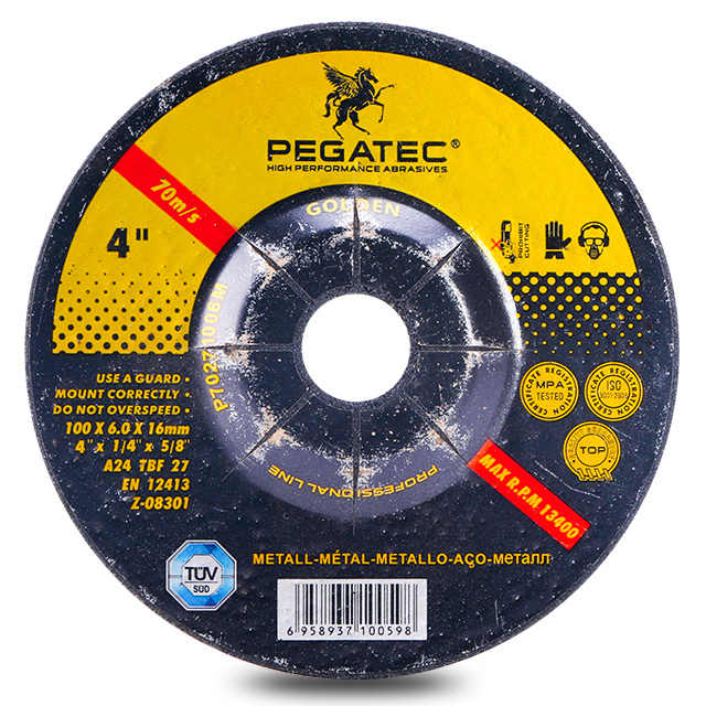 PEGATEC 4'' 100x6x16mm 70M/S Resin Grinding Disc for Metal Polishing 