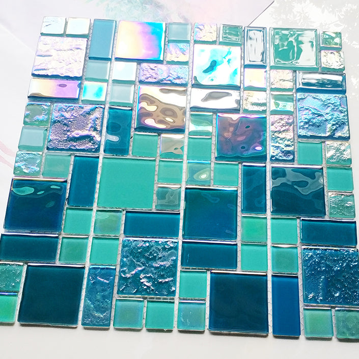 4mm glossy modern design glass mosaic tiles for interior wall decoration 