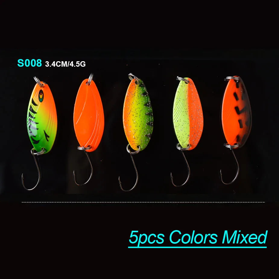 Bộ 5 Mồi Câu Kim Loại TOMA Dạng Lá Cá Lóc, Cá Trê