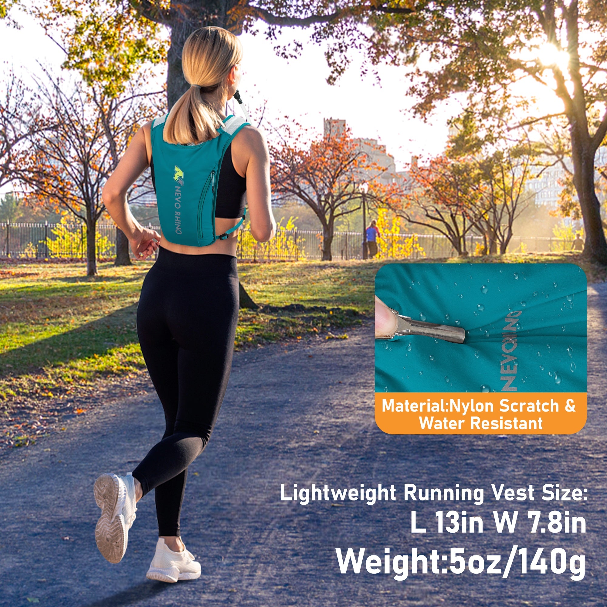 Custom lightweight nylon hydration backpack for outdoor sports (hiking, running, cycling) with vest-style water bladder 