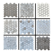 Luxury hexagon design balcony ground hexagon mosaic tiles artificial stone swimming pool hexagon floor mosaic tiles 