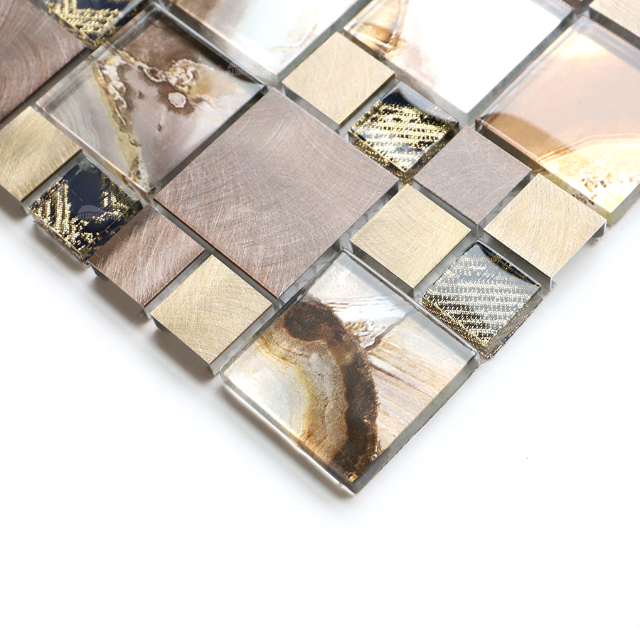 Foshan square stainless steel metal mosaic tiles 