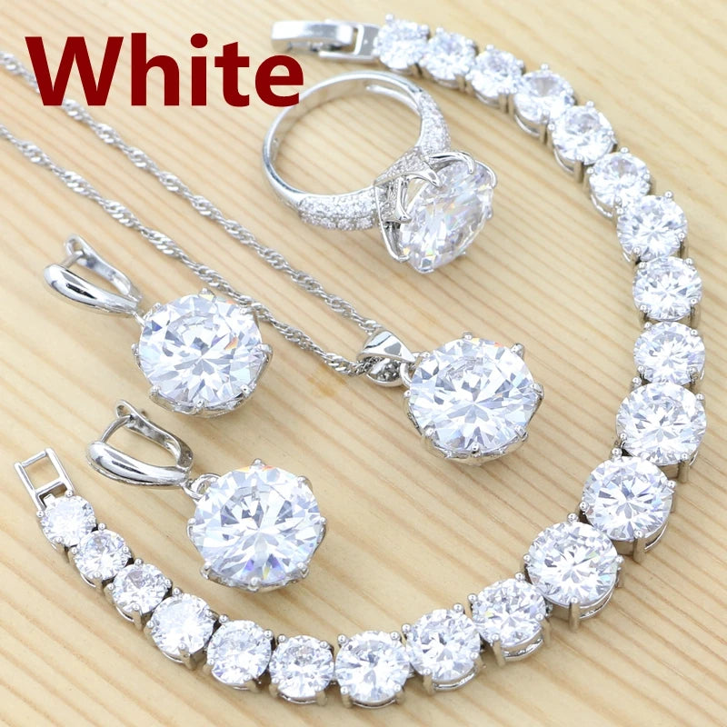 925 Silver Jewelry Set with Olive Green Stone for Women