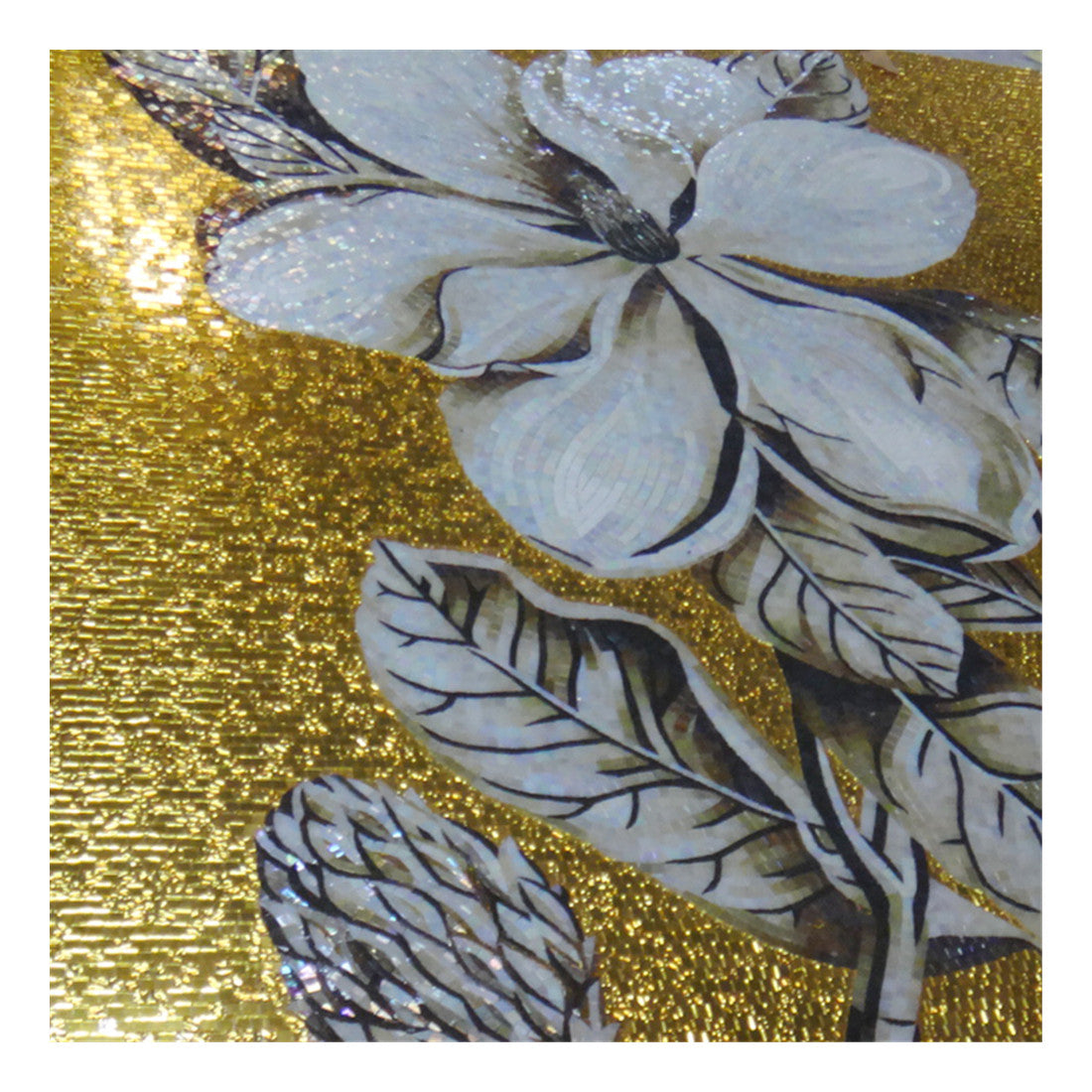 Handmade glass mosaic wall sticker with floral pattern