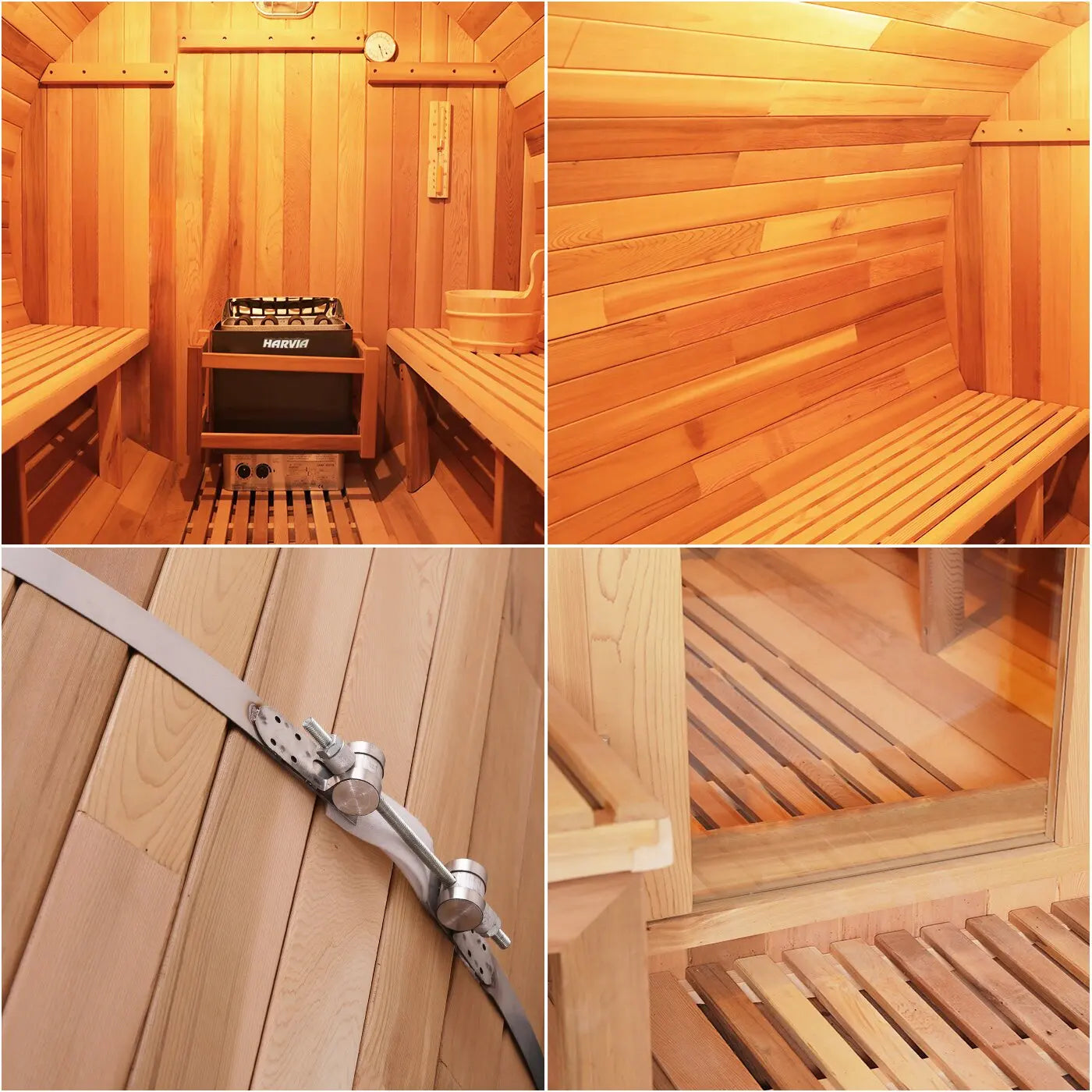 HELIUS Outdoor Barrel Sauna Solid Wood Red Cedar Outdoor Sauna 4 People Outdoor Steam Sauna