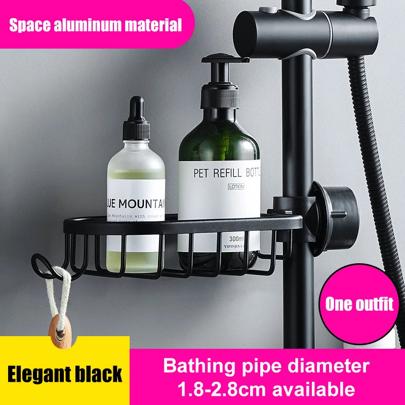 Bathroom Shelves Shower Rack Aluminum Basket For Shampoo Soap Bathroom Storage Adjustable Kitchen Faucet Sink Rag Holders - Daisan Mart