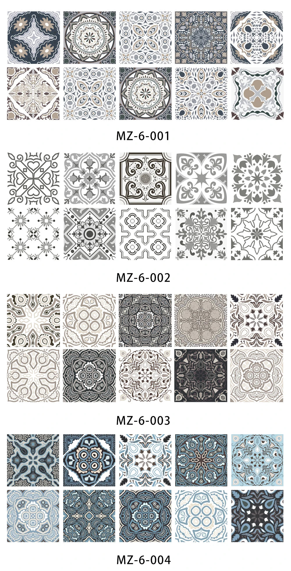 Black &amp; White Pattern Matte Surface Floor Sticker Adhesive Tile Decoration Film For Tiles /Ground in Kitchen Bathroom Non-slip