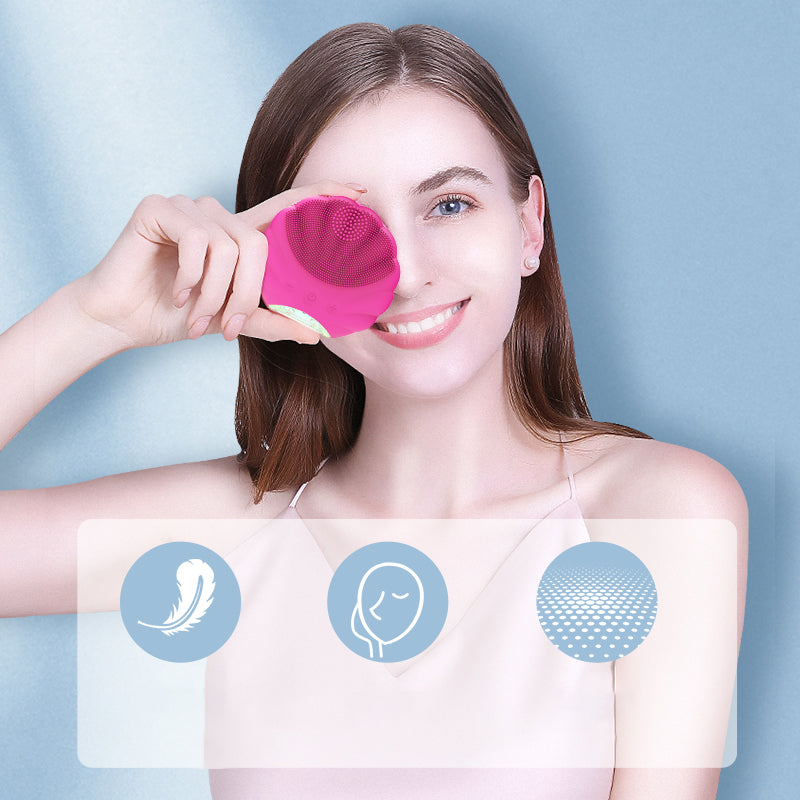 Waterproof silicone home electric facial cleanser, deep cleansing massager and facial exfoliator for improved facial appearance. 